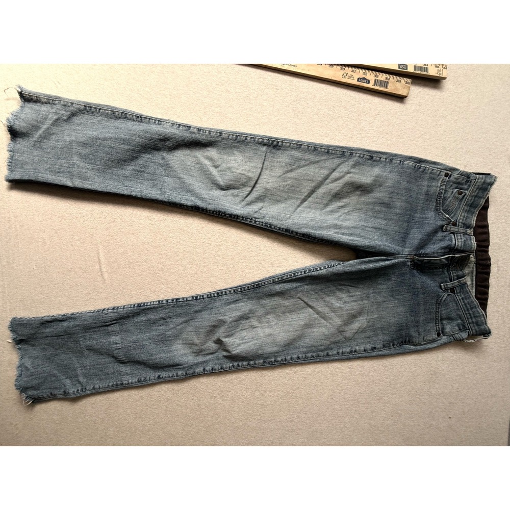 Wrangler Q-Baby Ultimate Riding Jeans Medium Wash Straight Leg 3/4 x 36 Frayed